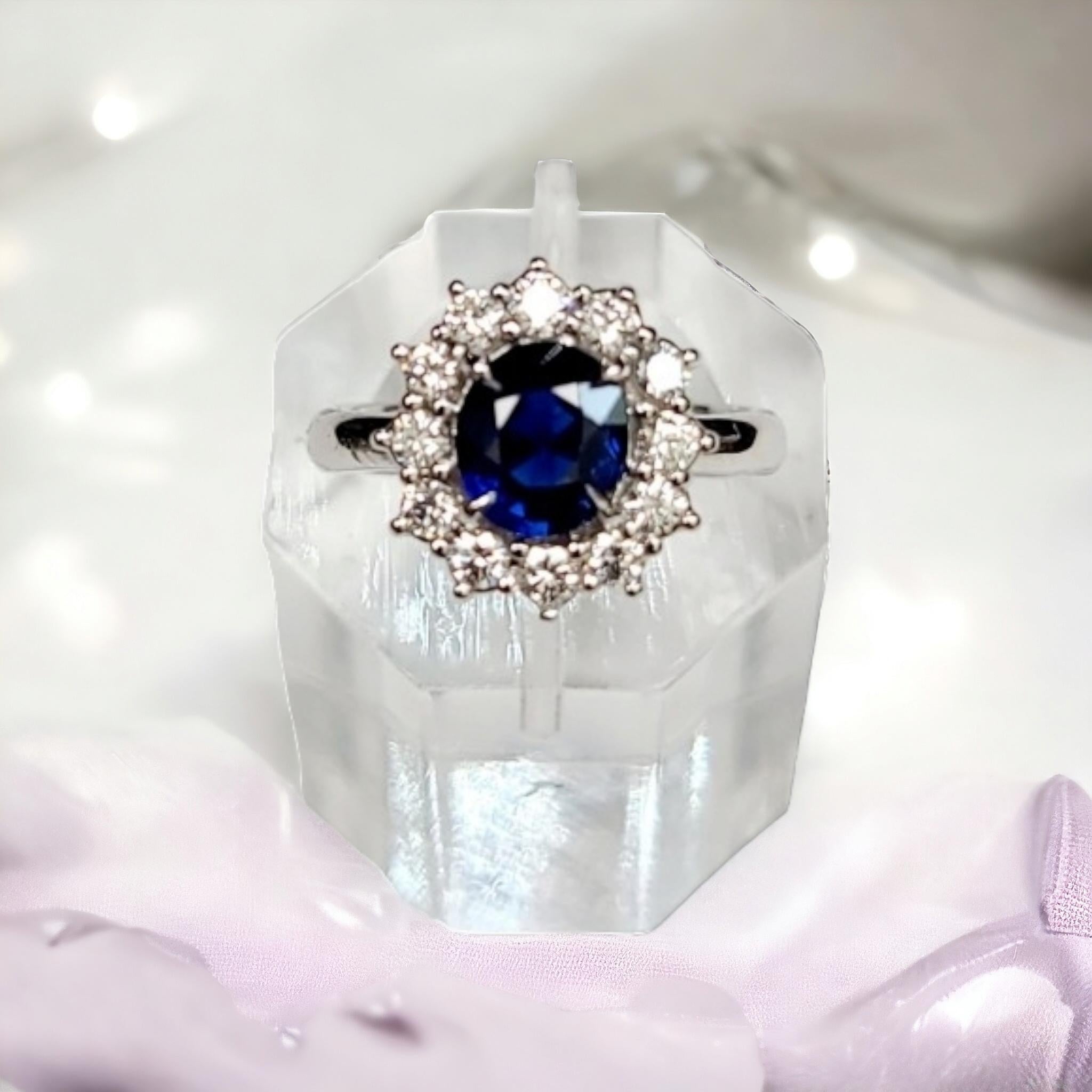 Vivid Royal Blue Sapphire Burma Mogok No Heat Perfectly Clean in  Diamond Ring  For Sale 3
