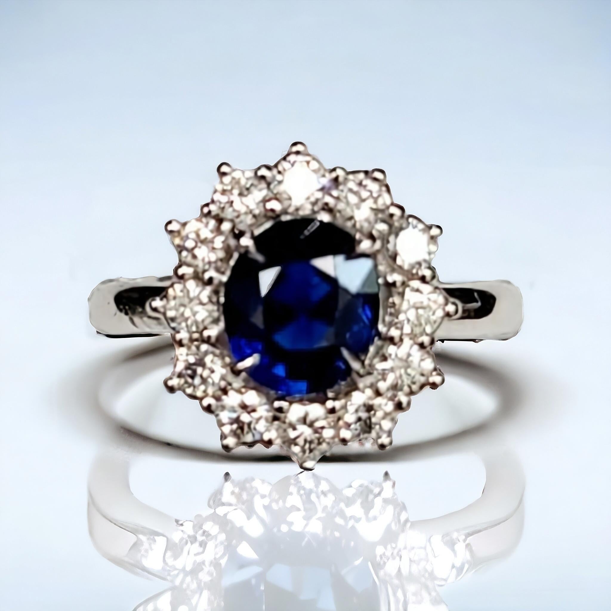 Oval Cut Vivid Royal Blue Sapphire Burma Mogok No Heat Perfectly Clean in  Diamond Ring  For Sale