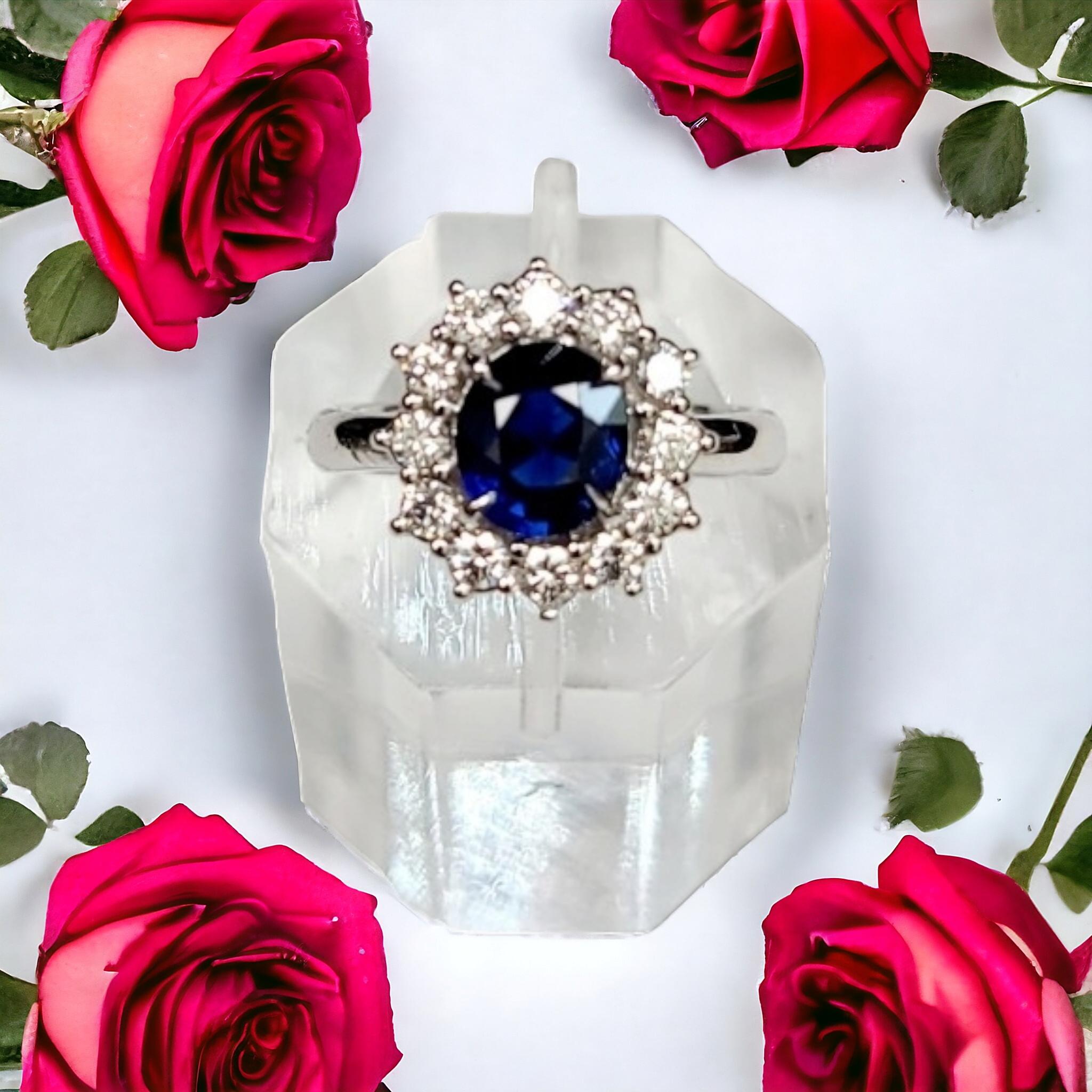 Vivid Royal Blue Sapphire Burma Mogok No Heat Perfectly Clean in  Diamond Ring  For Sale 1