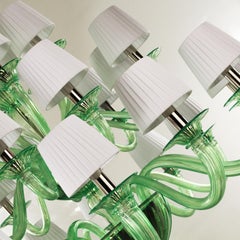 21st Century artistic  Chandelier 12+9+6 arms Green Murano Glass by Multiforme