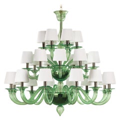 21st Century artistic  Chandelier 12+9+6 arms Green Murano Glass by Multiforme