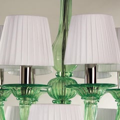 21st Century artistic Chandelier 9+6arms Green Murano Glass by Multiforme