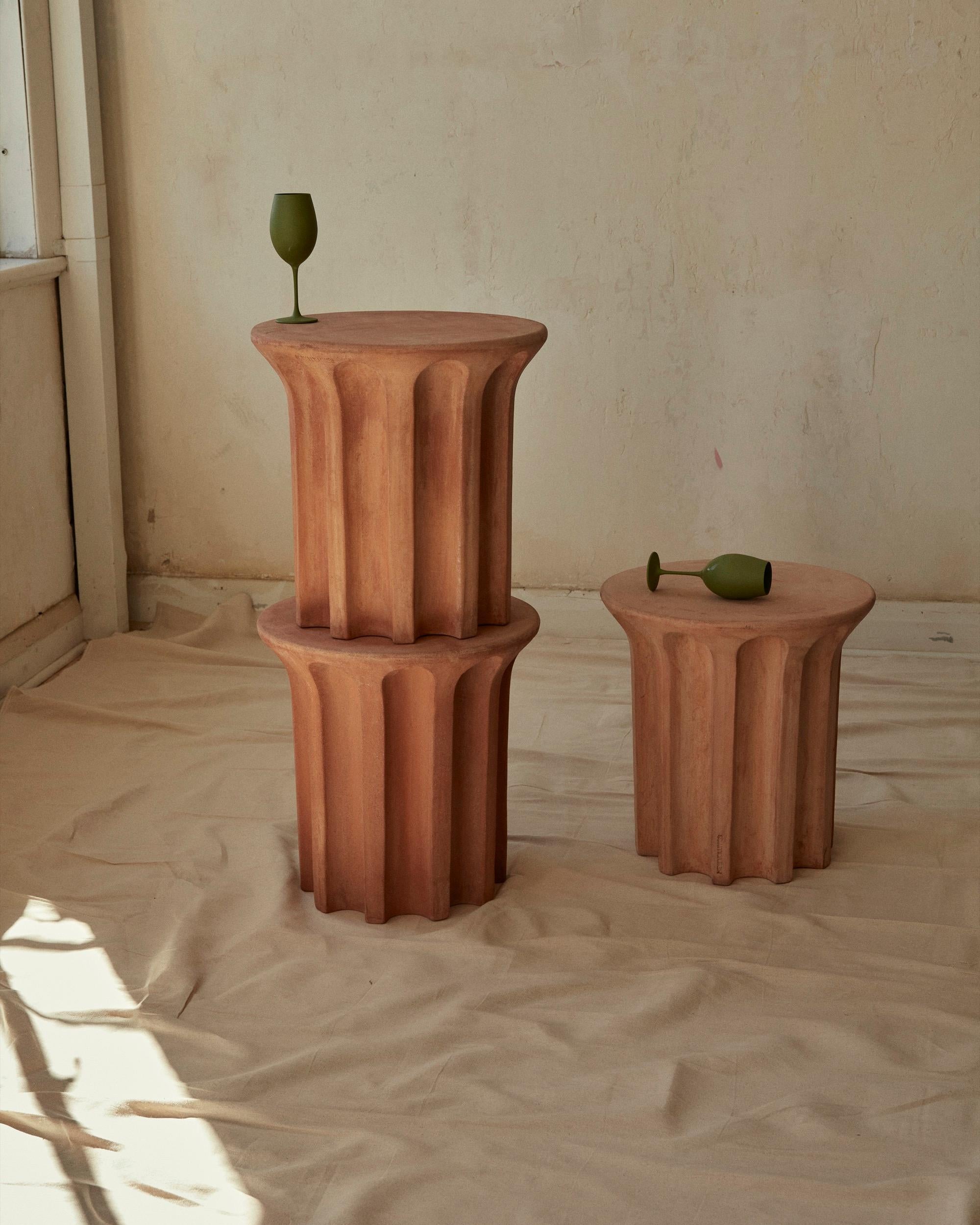 Italian New Volumes Terracotta Echo High side table by Thomas Coward For Sale