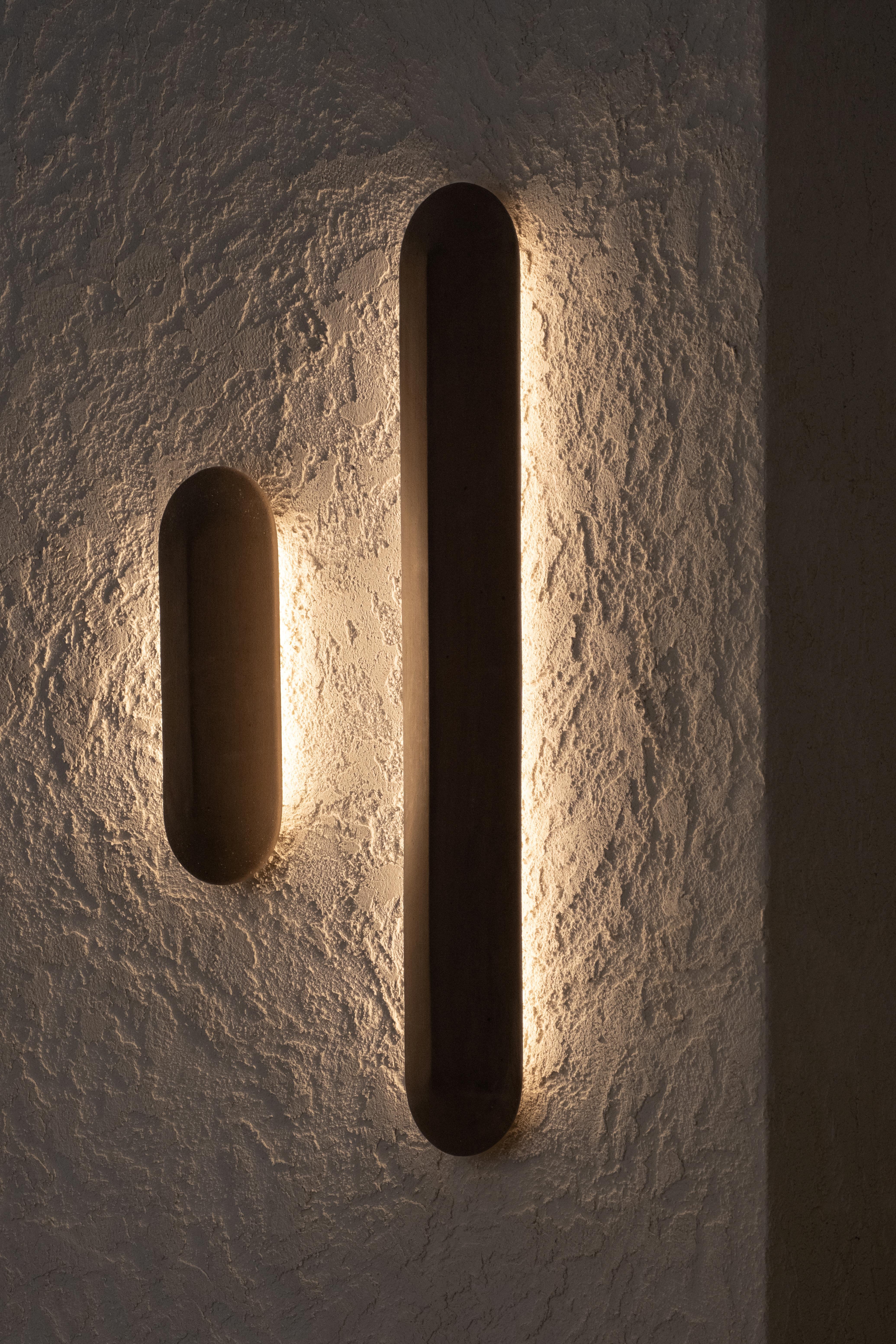 Hand-Crafted New Volumes Terracotta Pinch Marrone Large Wall Light by Kate Stokes For Sale