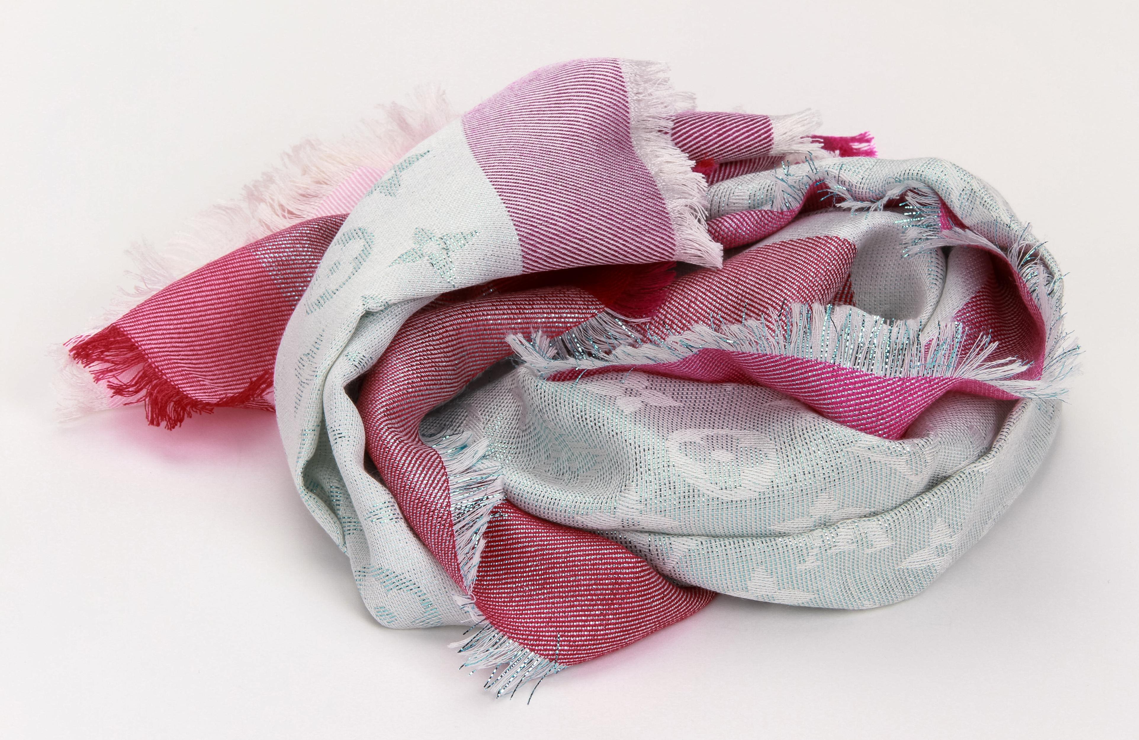 New Vuitton Celeste Pink Fuchsia Lurex Scarf In New Condition For Sale In West Hollywood, CA