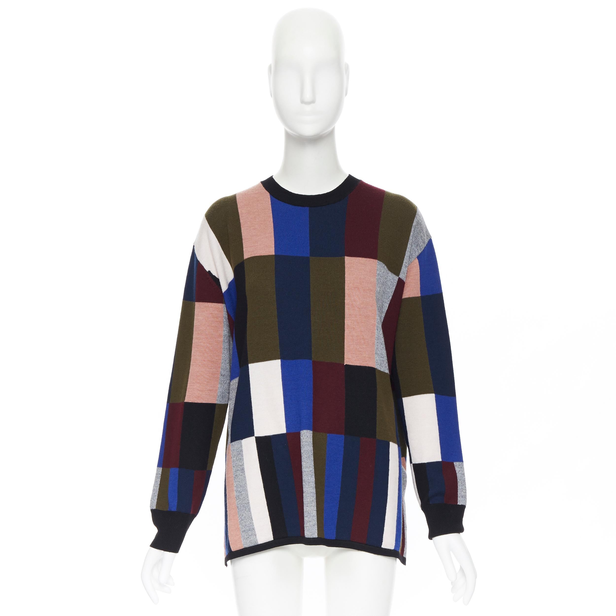 new VVB VICTORIA BECKHAM 100% wool graphic colorblocked oversized sweater UK8
Brand: Victoria Beckham
Designer: Victoria Beckham
Collection: Fall Winter 2018
Model Name / Style: Colorblocked sweater
Material: Wool
Color: Multicolour
Pattern: