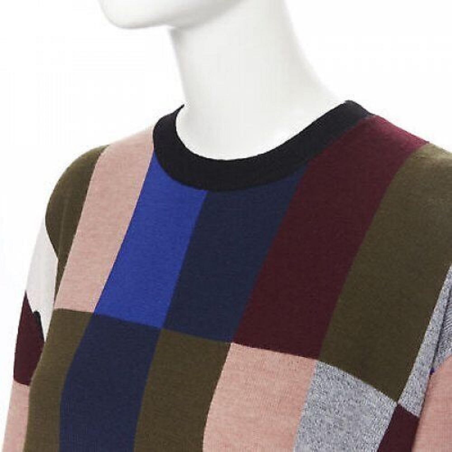 new VVB VICTORIA BECKHAM 100% wool graphic colorblocked oversized sweater UK8 In New Condition For Sale In Hong Kong, NT