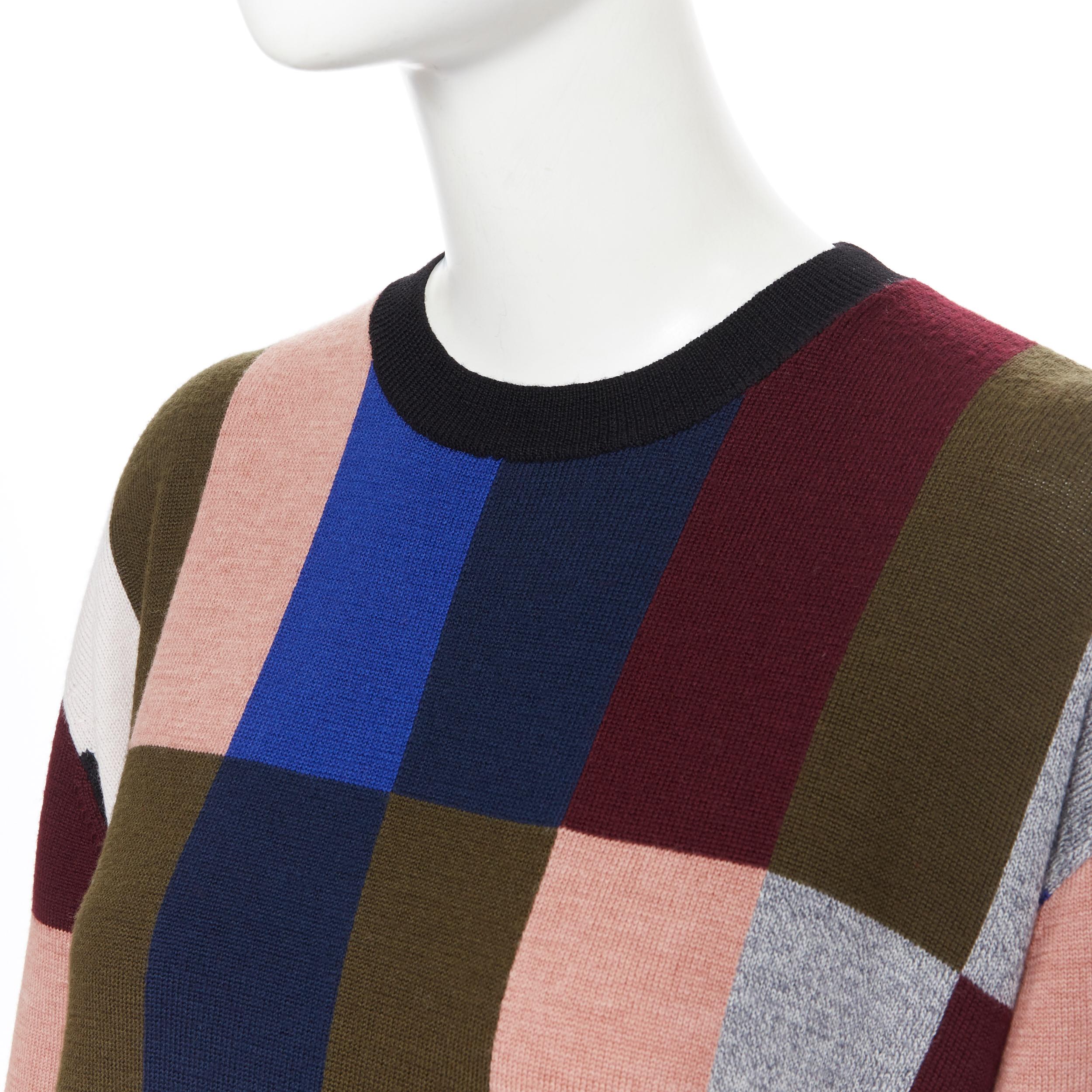 new VVB VICTORIA BECKHAM 100% wool graphic colorblocked oversized sweater UK8 In New Condition In Hong Kong, NT