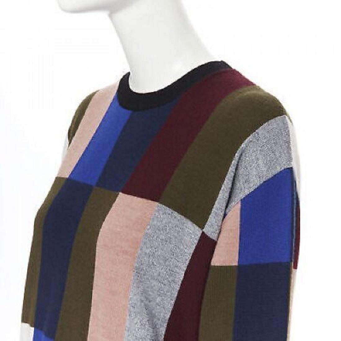 Women's new VVB VICTORIA BECKHAM 100% wool graphic colorblocked oversized sweater UK8 For Sale
