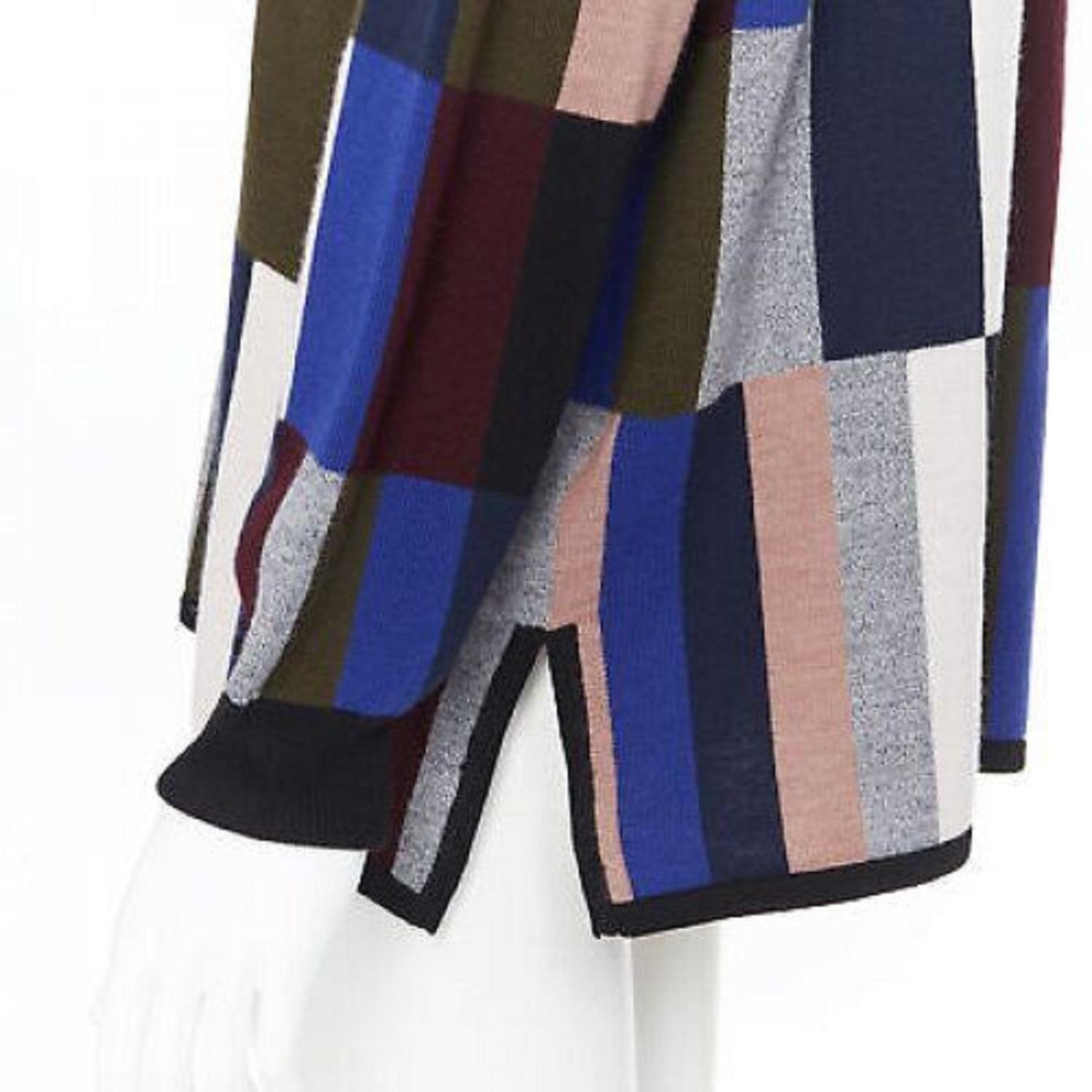 new VVB VICTORIA BECKHAM 100% wool graphic colorblocked oversized sweater UK8 For Sale 1