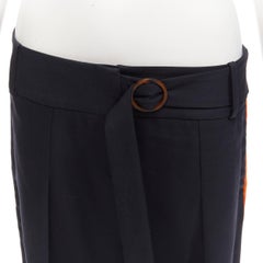 new VVB VICTORIA BECKHAM navy resin loop belt red stripe wide trousers UK10 M