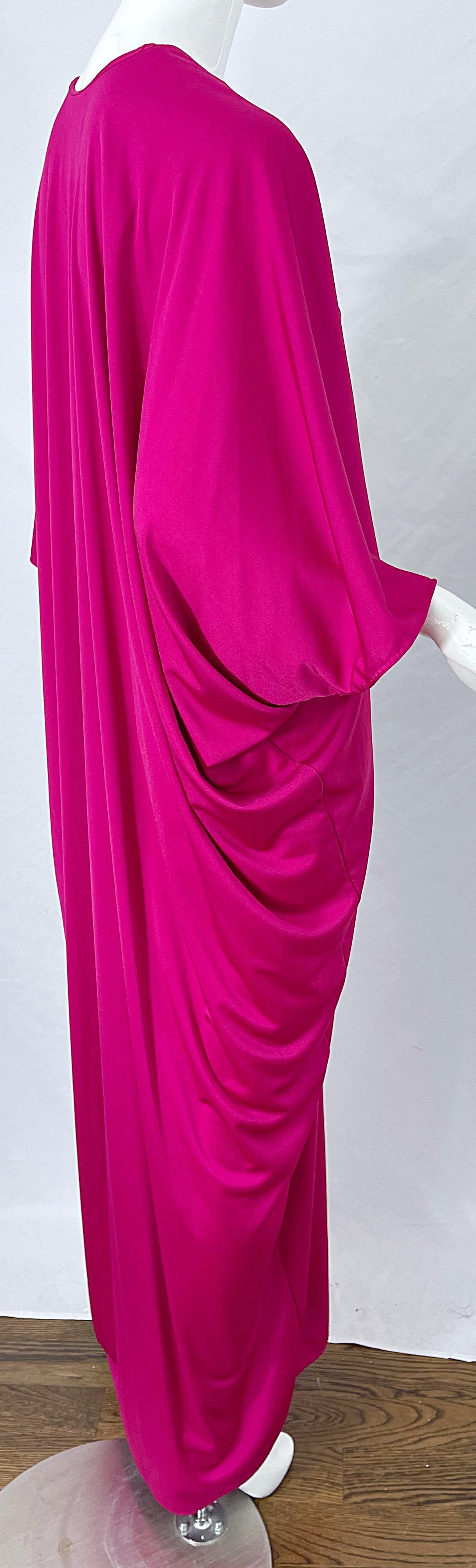 New w/ Tags 1970s Lucie Ann of Beverly Hills Hot Pink Cerise Vintage 70s Caftan For Sale 3
