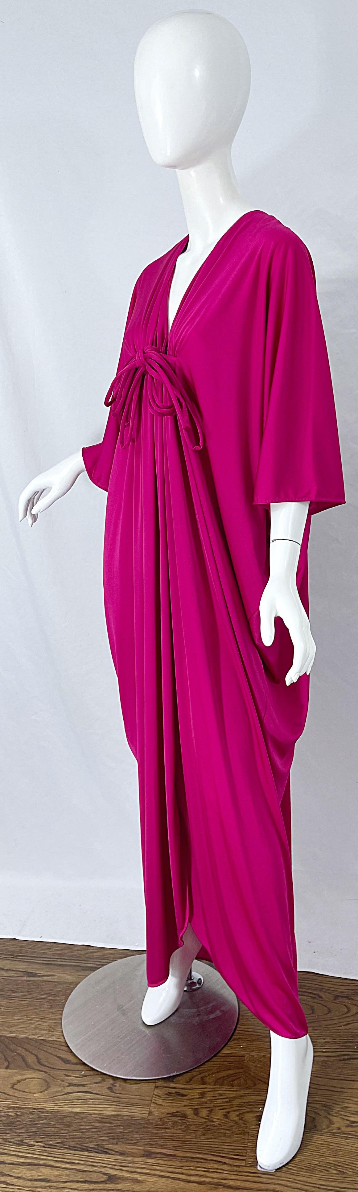 New w/ Tags 1970s Lucie Ann of Beverly Hills Hot Pink Cerise Vintage 70s Caftan For Sale 5