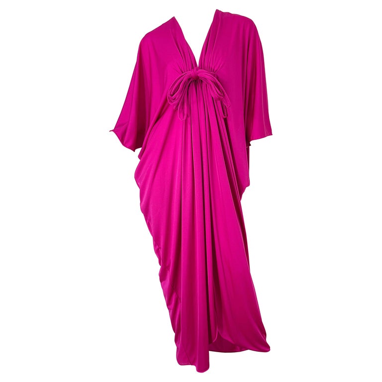 New w/ Tags 1970s Lucie Ann of Beverly Hills Hot Pink Cerise Vintage 70s  Caftan For Sale at 1stDibs