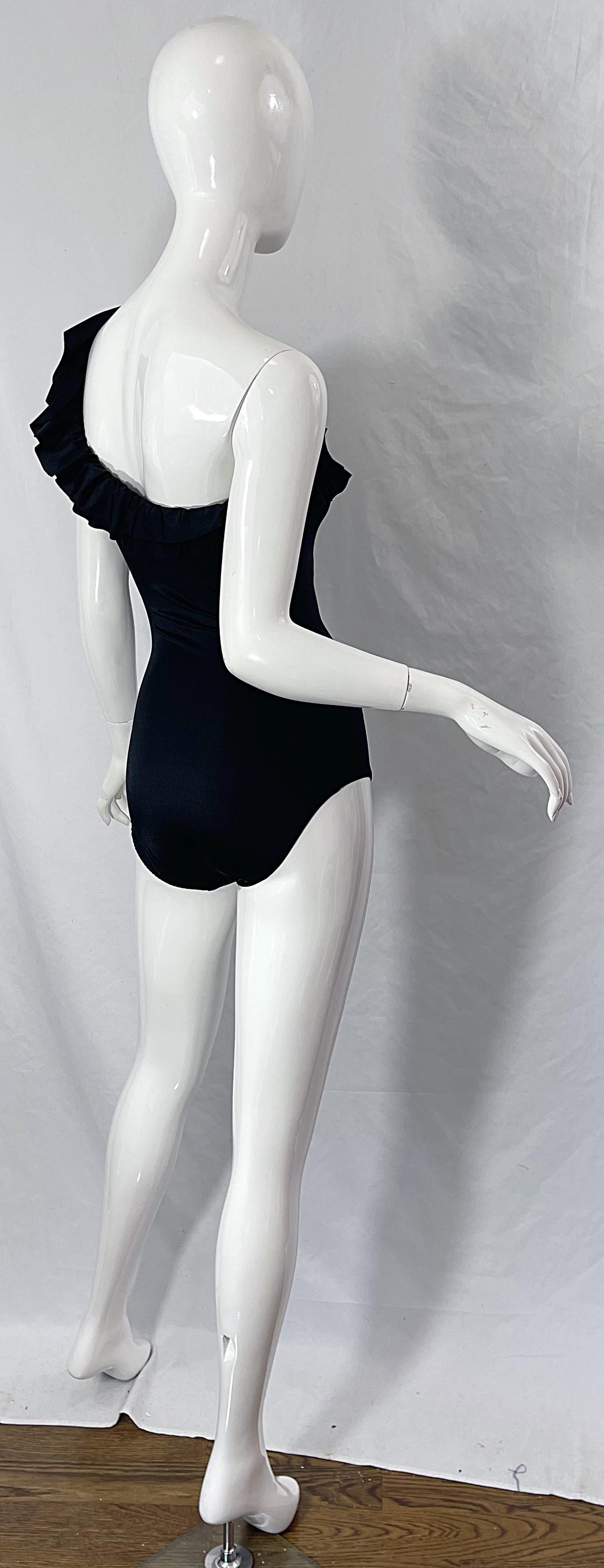 Neu mit Tags 1980er Bill Blass Größe 8 ein schwarzes ein Stück 80er Badeanzug / Bodysuit im Zustand „Neu“ im Angebot in San Diego, CA