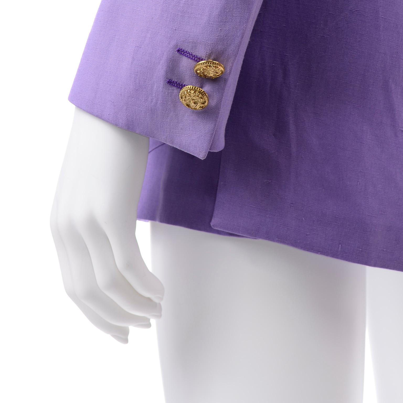 New W/ Tags 1993 Gianni Versace Mens Purple Linen & Silk Blazer Runway Jacket For Sale 3
