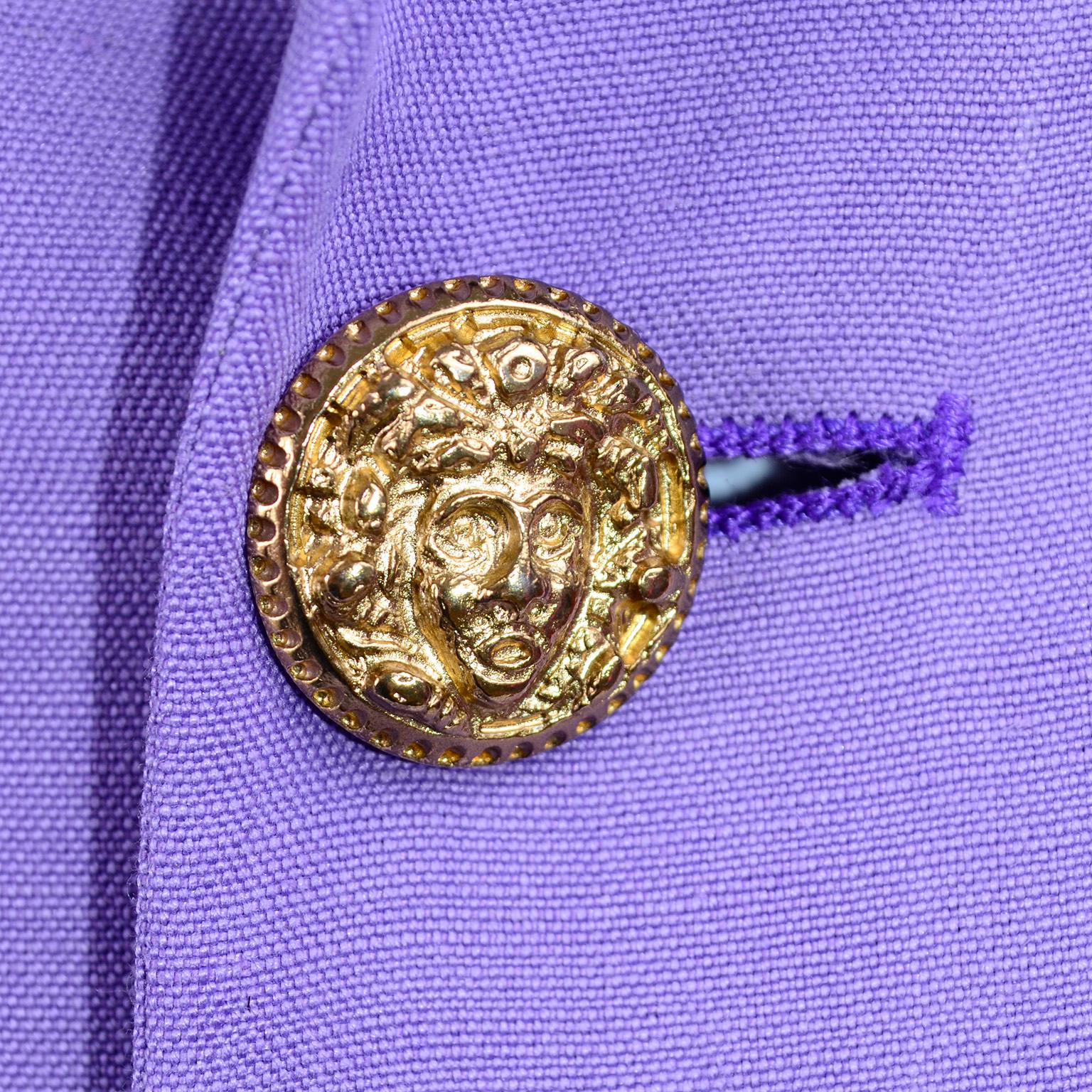 New W/ Tags 1993 Gianni Versace Mens Purple Linen & Silk Blazer Runway Jacket For Sale 5