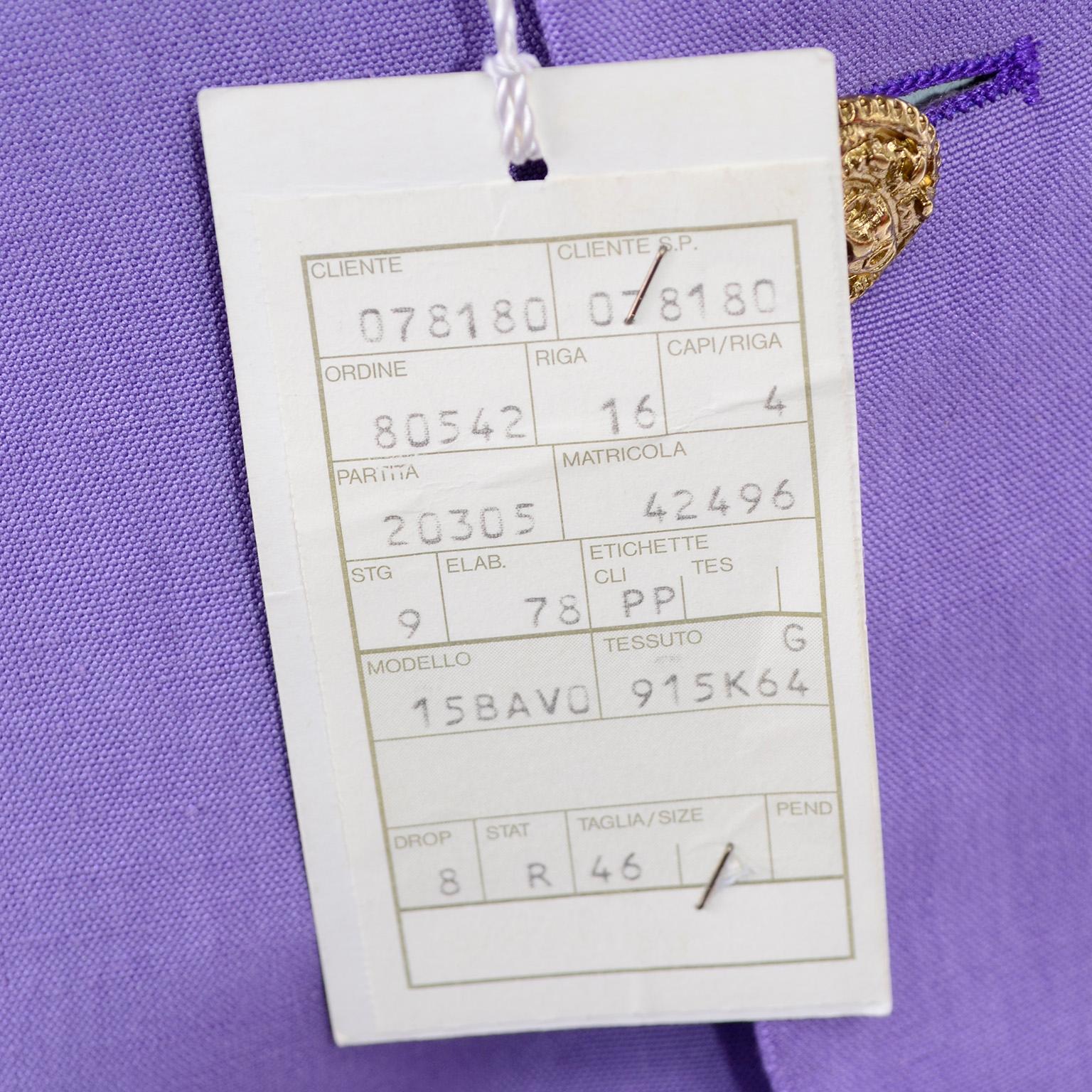 New W/ Tags 1993 Gianni Versace Mens Purple Linen & Silk Blazer Runway Jacket For Sale 7