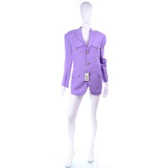New W/ Tags 1993 Gianni Versace Mens Purple Linen & Silk Blazer Runway Jacket