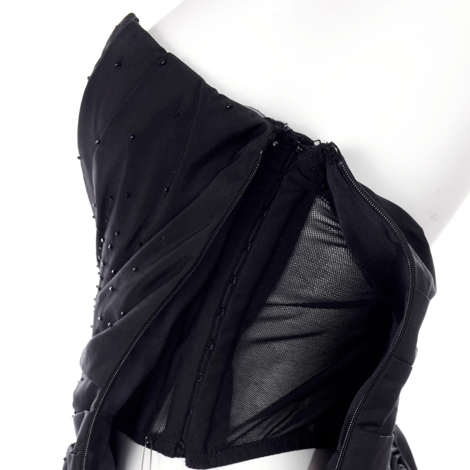 New w/ Tags John Galliano Christian Dior 2007 Black Evening Dress w Glass Beads 5