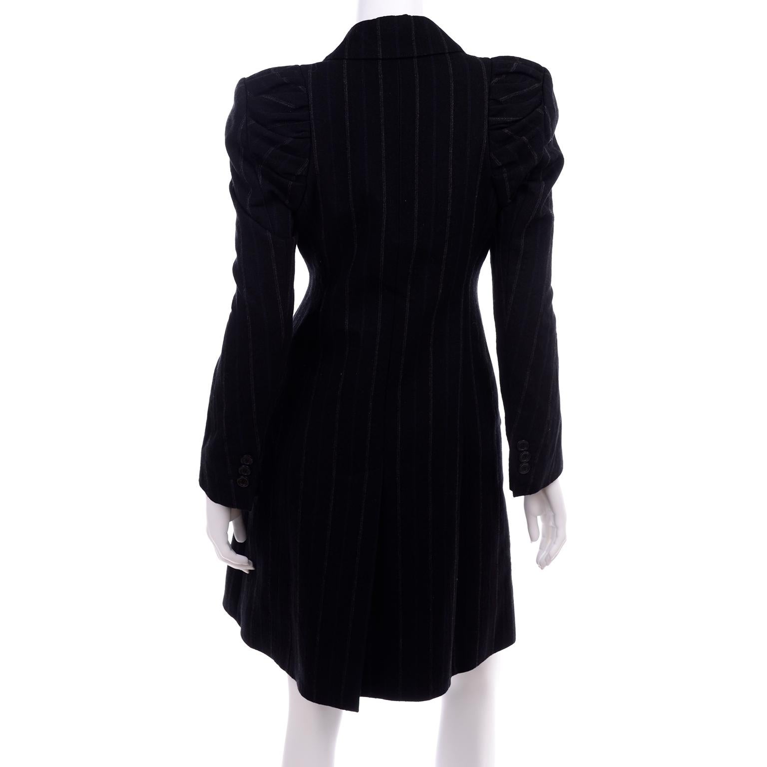 Women's New w/Tags Marc Jacobs Louis Vuitton 2010 Pinstripe Coat W Gathered Puff Sleeves