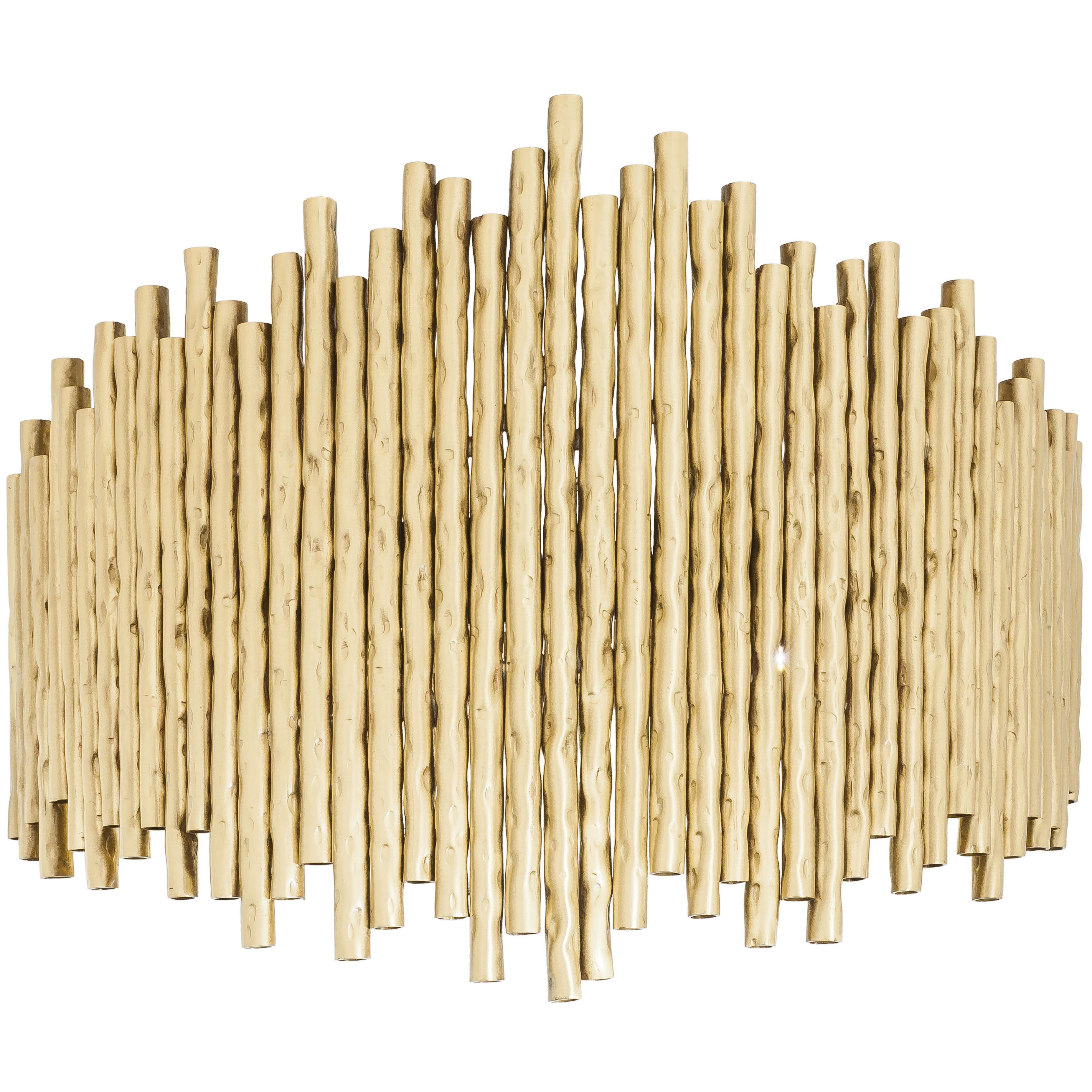 New Wall Indoor Made of Brass Tube Featuring Faux Bamboo For Sale