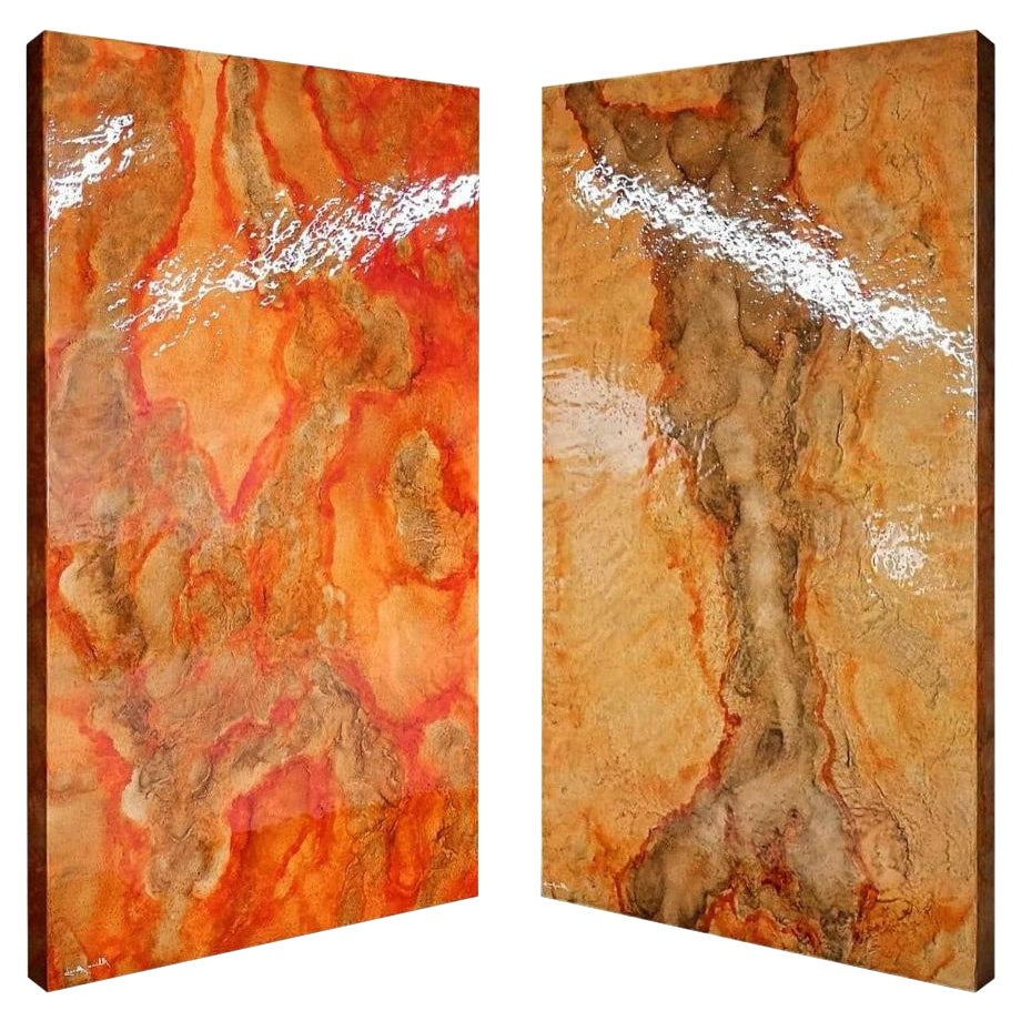 New Wall Panel Lighting finished in Translucent "Marbled" Painting For Sale