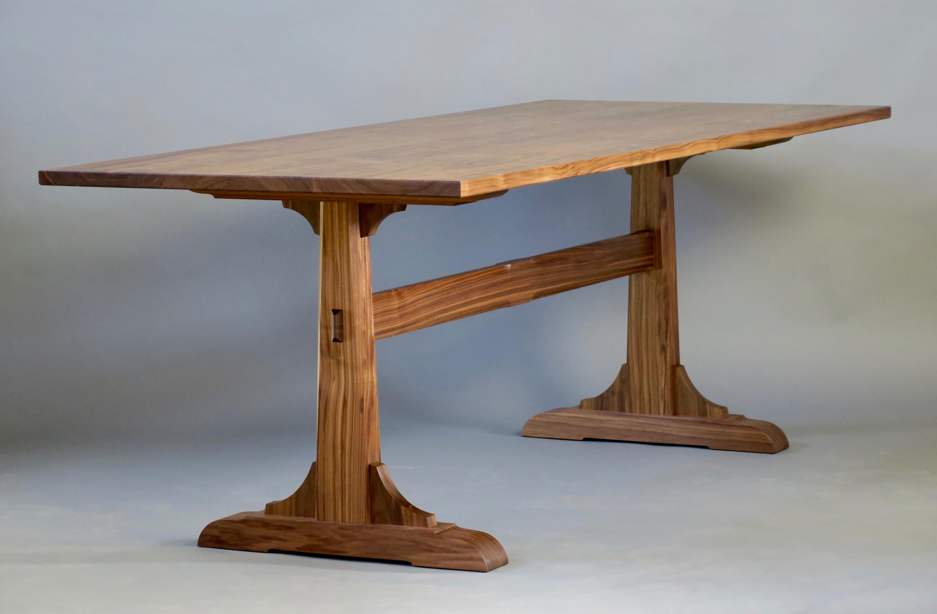Walnut Trestle Dining Table by Thomas Throop/Black Creek Designs - In Stock For Sale 1