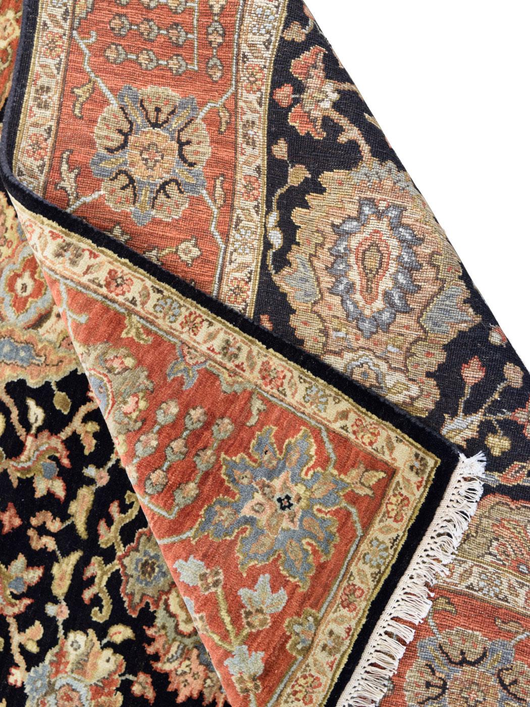 Handgeknüpfter persischer Agra-Teppich aus roter, orangefarbener und schwarzer Wolle, 6' x 9' im Angebot 2