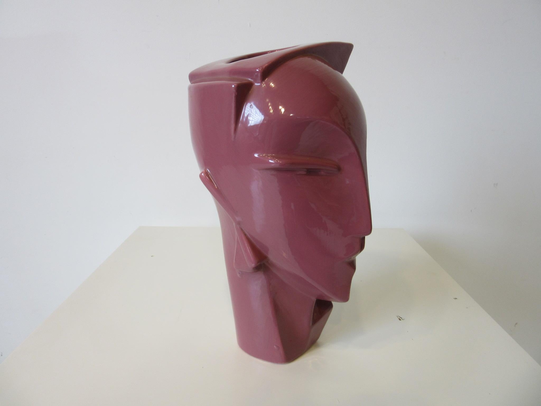 New Wave / Art Deco Styled Pottery Head by Haeger 3
