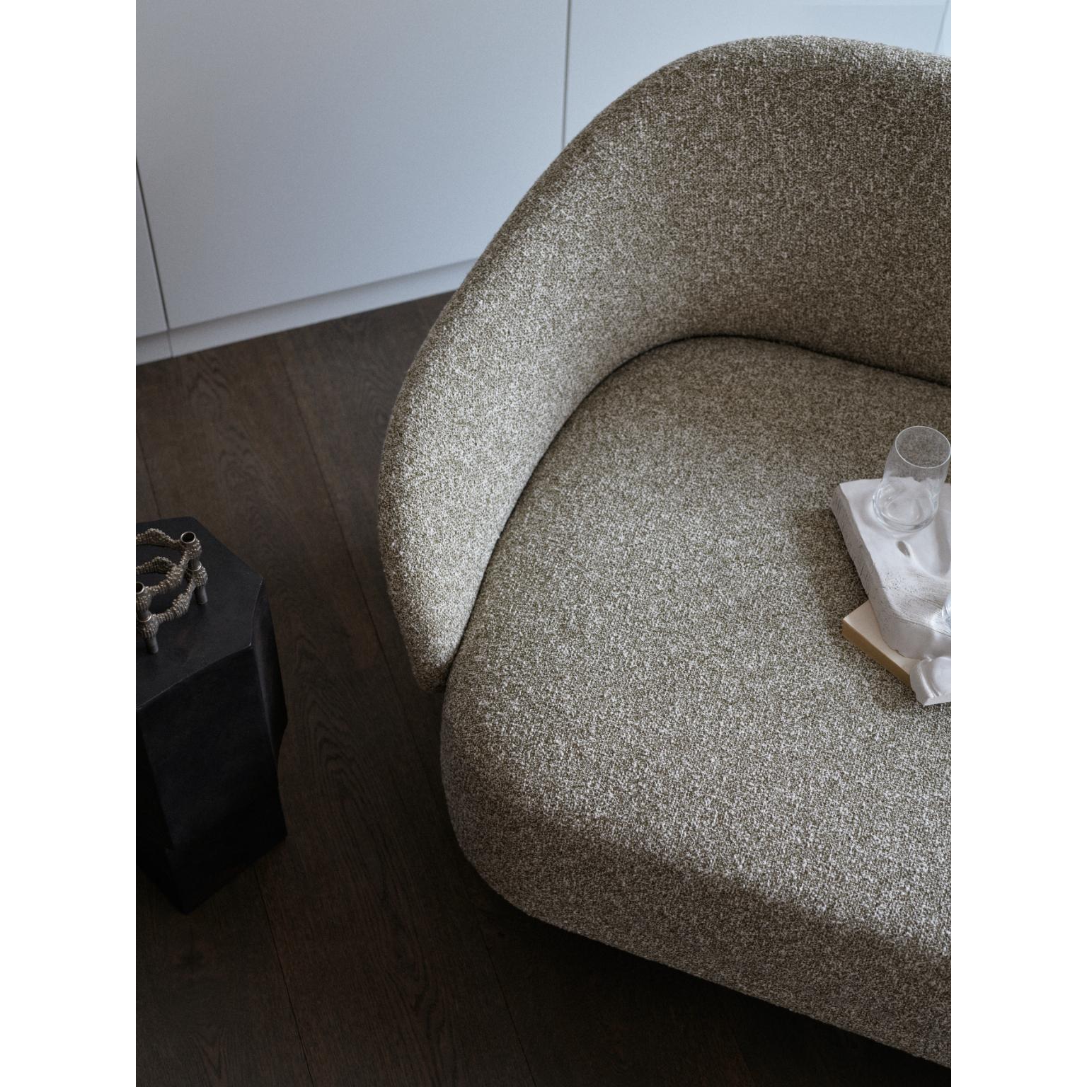 New Wave Open End Sofa by NORR11
Dimensions: D 90 x W 221 x H 94 cm. SH 41 cm. 
Materials: Brass, foam, plywood and upholstery.
Upholstery: Hallingdal 116.
Weight: 68 kg.

Available in different oak finishes: Natural oak, light smoked oak, dark