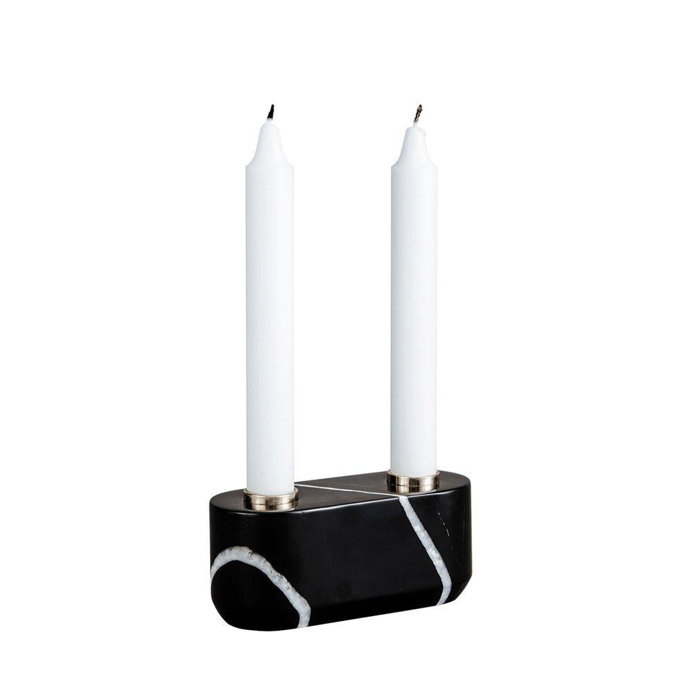Modern Sons of Marble Candle Holder, Double For Sale