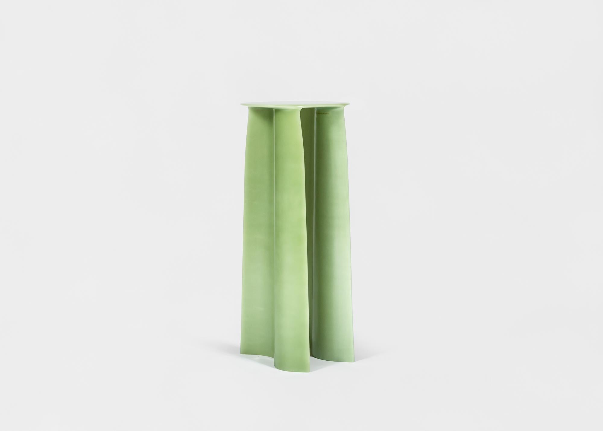 The New Wave Pedestal by STUDIO LUKAS COBER. The New Wave collection illustrates his fascination for oceans force. They are built by hand-layering numerous layers of fiberglass cloth with resin into desired shapes. After combining the shapes and