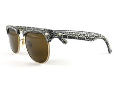 New Wayfarer Textured Black & White Lenses 1980's Sunglasses