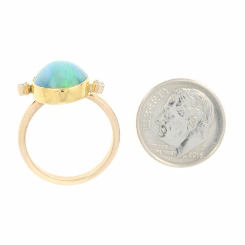 Welo Opal and Diamond Ring, 14 Karat and 22 Karat Yellow Gold Bypass In New Condition In Greensboro, NC