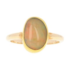 New Welo Opal Solitaire Ring, 14k & 22k Yellow Gold