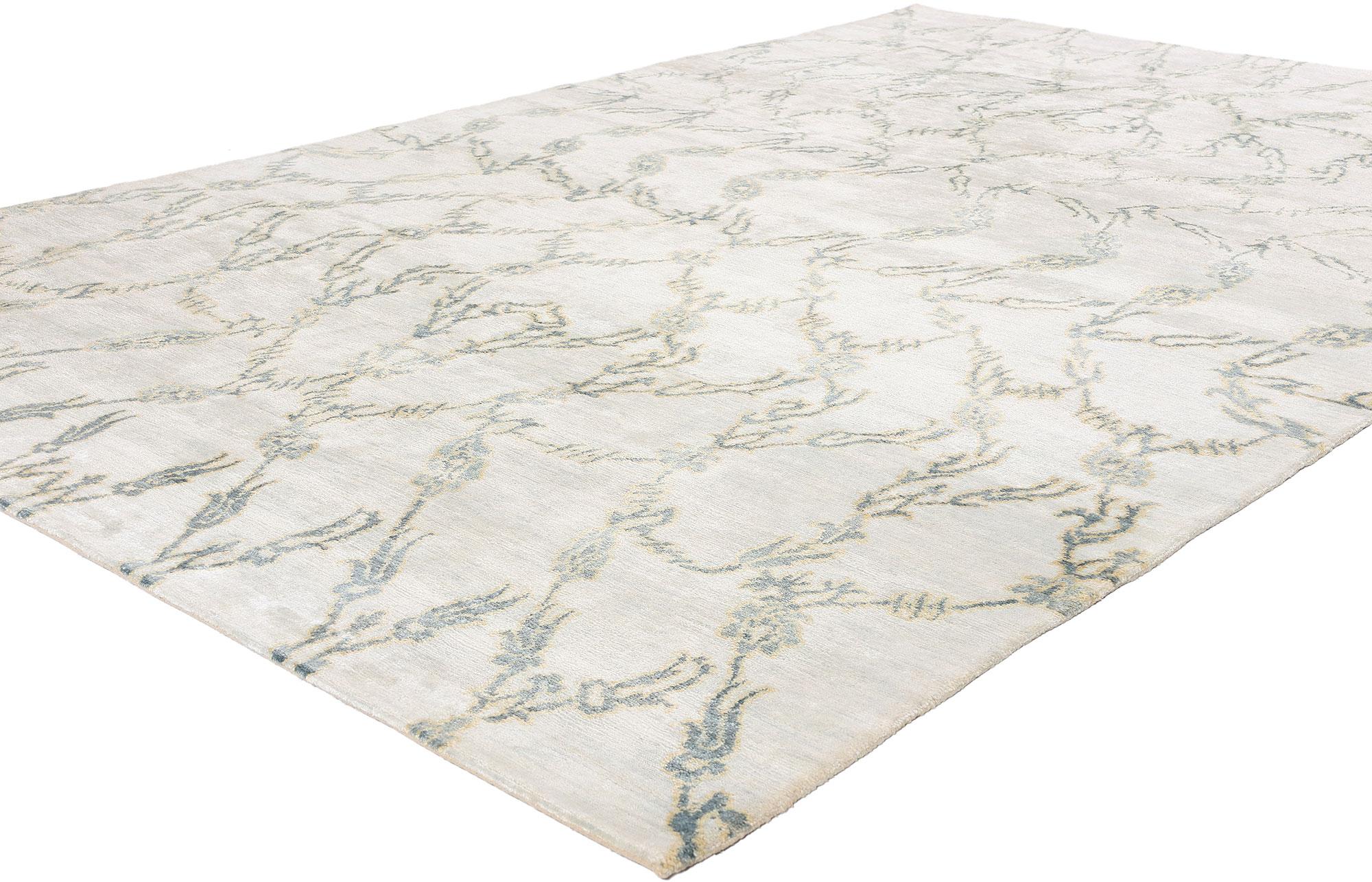 31140 New Whispers of Nature Organic Modern Rug, 05'11 x 09'00. Embrace the tranquil essence of nature with the Whispers of Nature Organic Modern Rug. This hand-knotted masterpiece draws inspiration from the gentle movements and patterns found in