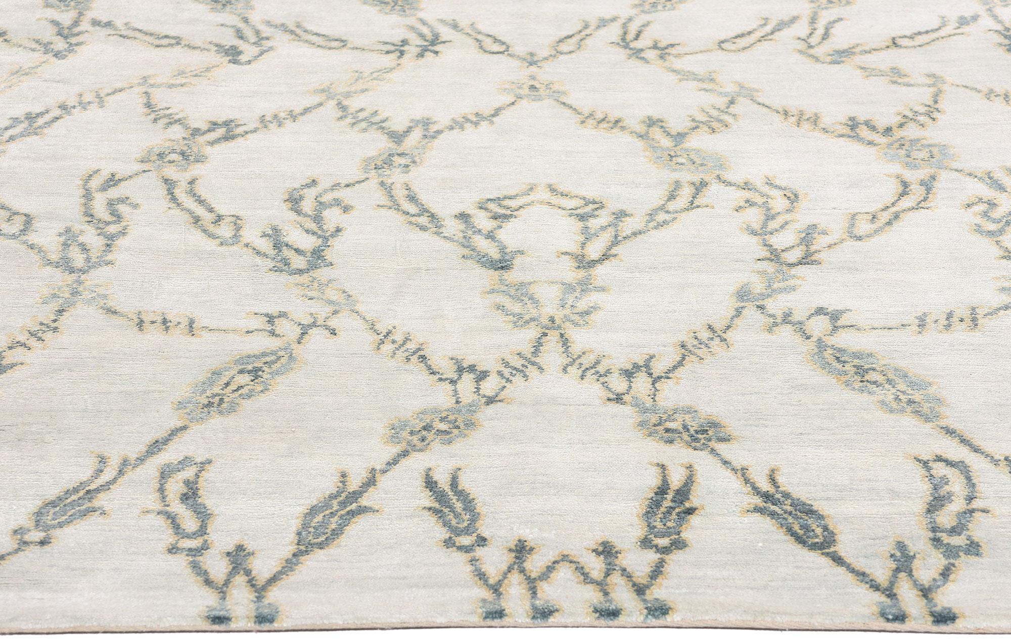 Hand-Knotted New Whispers of Nature Organic Modern Silk Carpet For Sale
