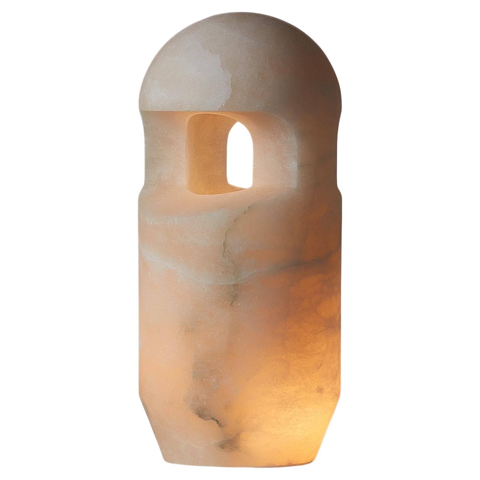 New White Alabaster Table Lamp Handcrafted by Joshua Linacisoro