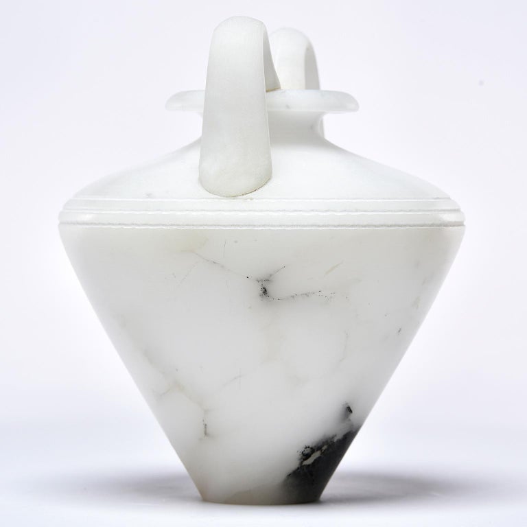 New White Alabaster Vase with Handles at 1stDibs