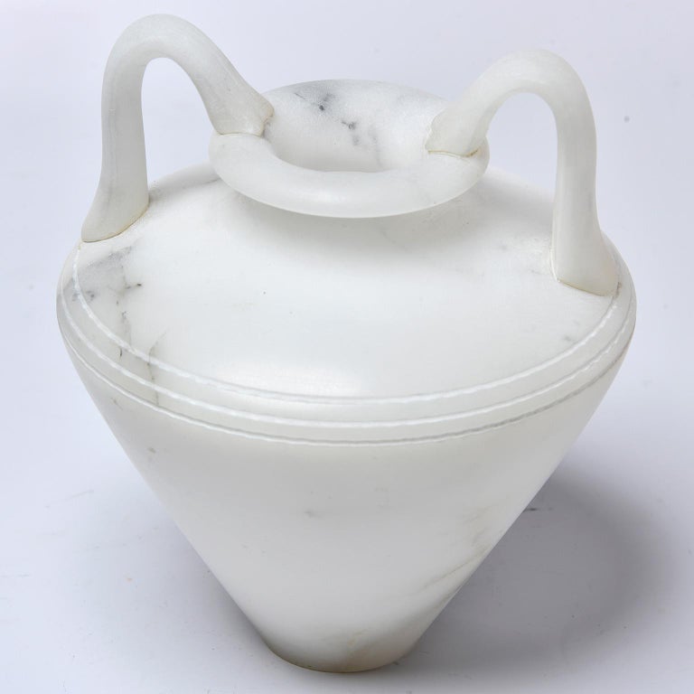 New White Alabaster Vase with Handles at 1stDibs