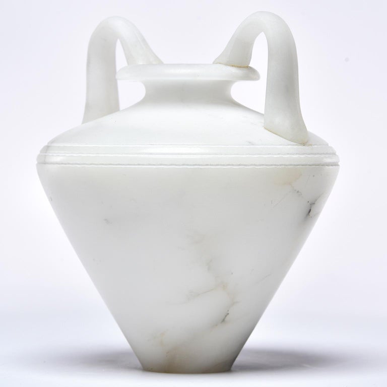 New White Alabaster Vase with Handles at 1stDibs
