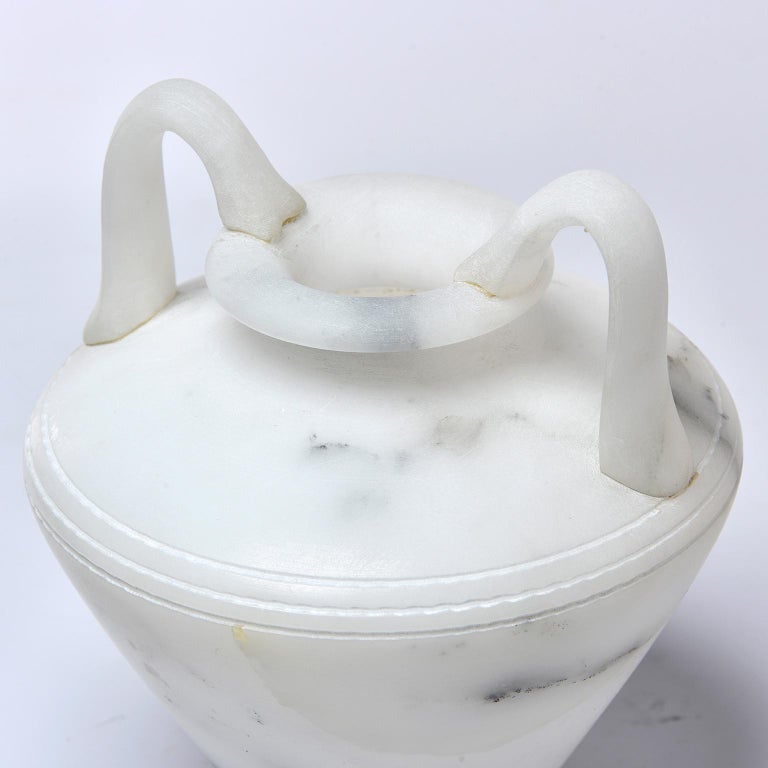 New White Alabaster Vase with Handles at 1stDibs