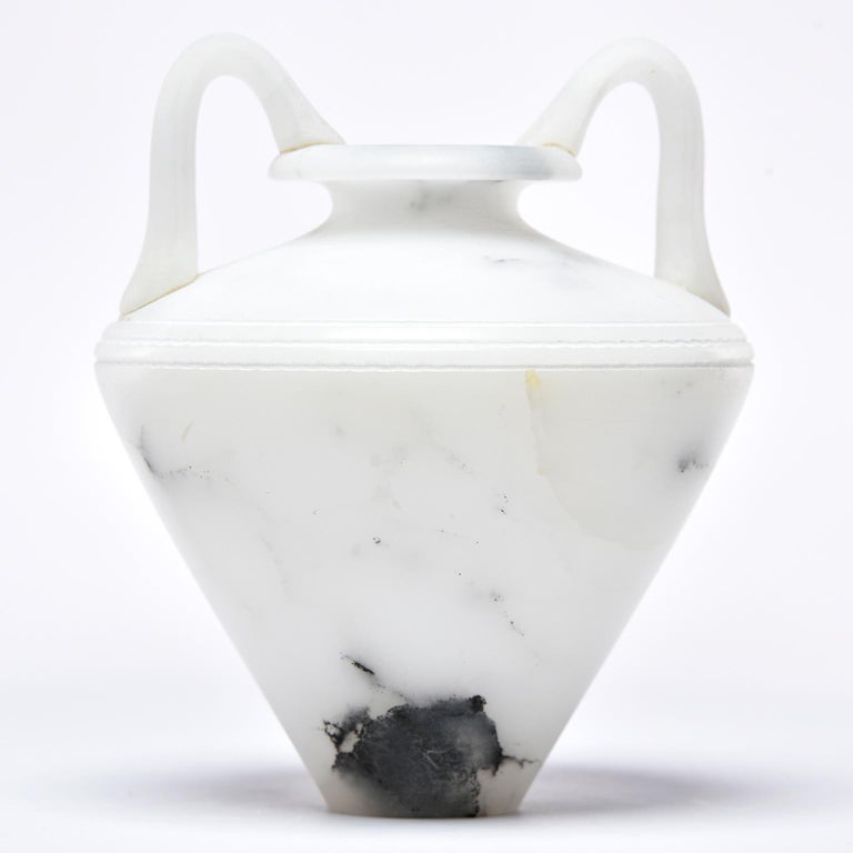 New White Alabaster Vase with Handles at 1stDibs