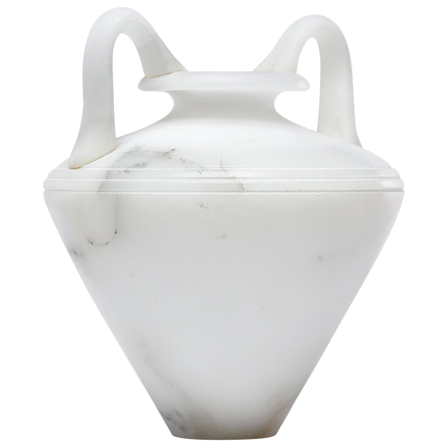 New White Alabaster Vase with Handles at 1stDibs
