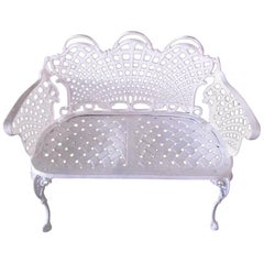 New White Cast Aluminium Two Seats Garden or Park Bench