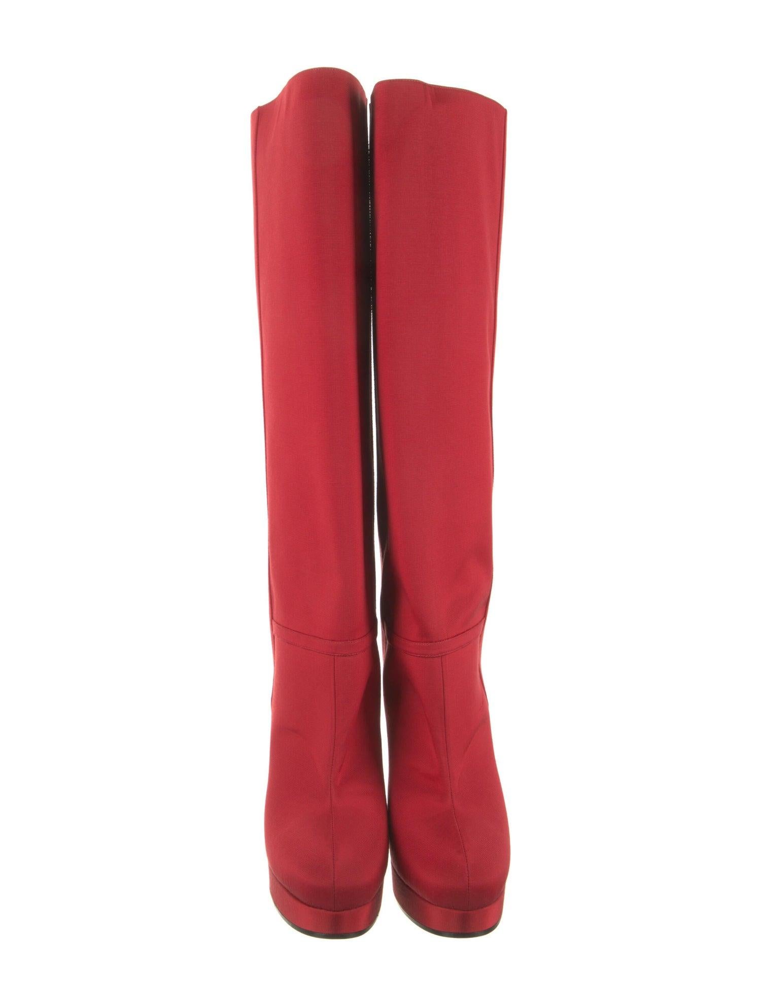 New With Box Gucci Fall 2019 Alessandro Michele Red Boots Sz 38.5 For Sale 7