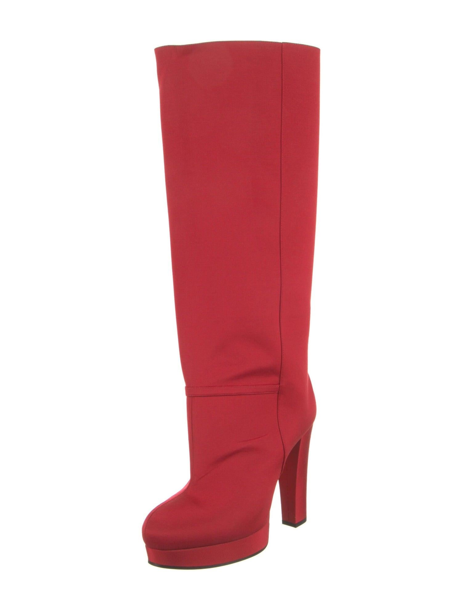 New With Box Gucci Fall 2019 Alessandro Michele Red Boots Sz 38.5 For Sale 11