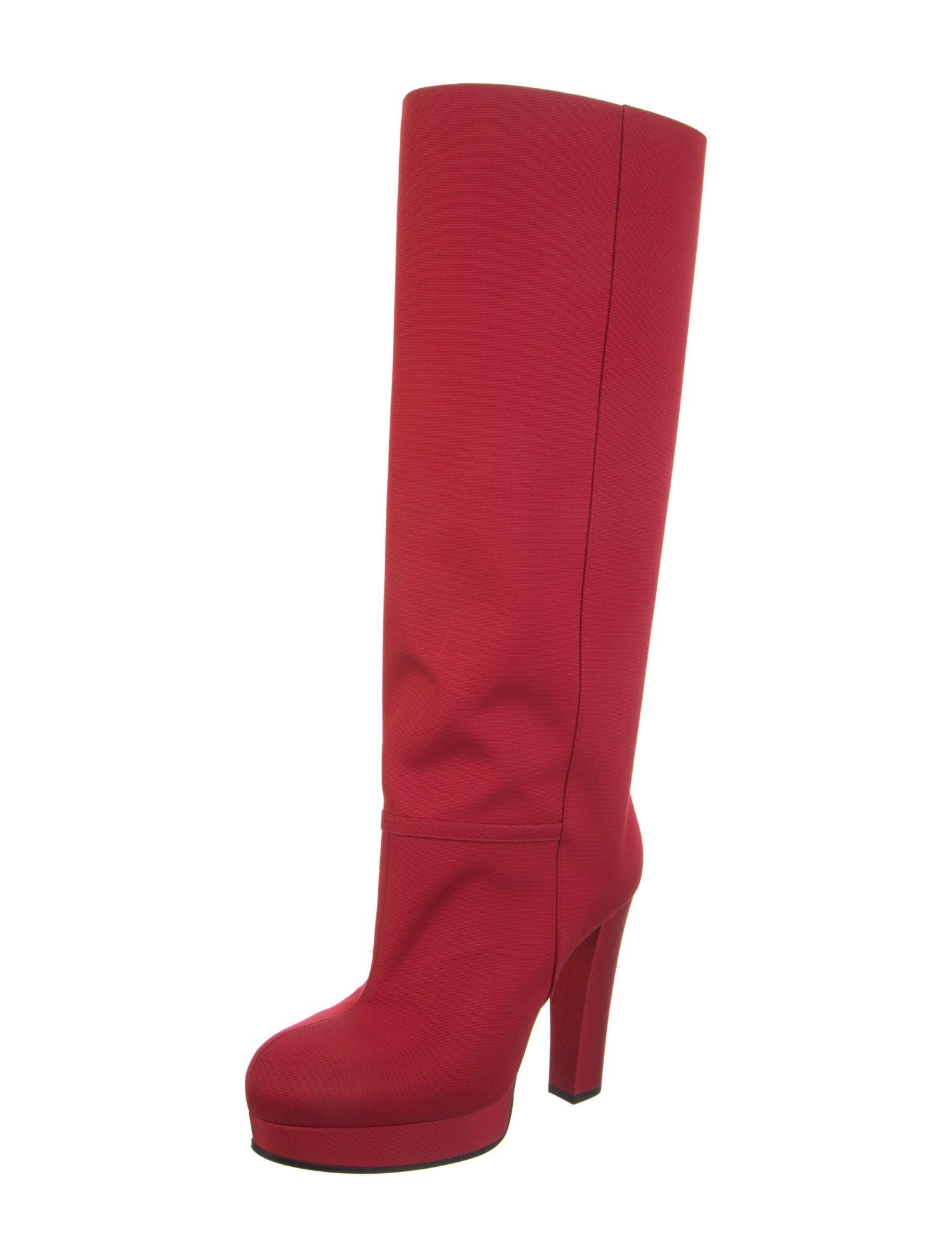 New With Box Gucci Fall 2019 Alessandro Michele Red Boots Sz 38.5 For Sale 15