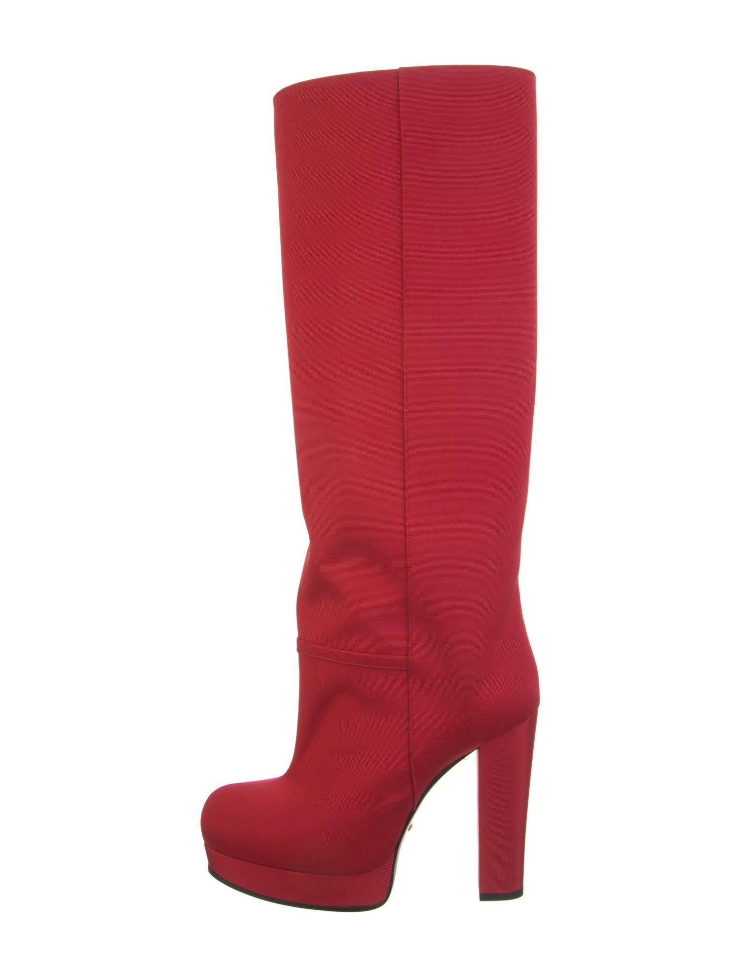 New With Box Gucci Fall 2019 Alessandro Michele Red Boots Sz 38.5 For Sale 3